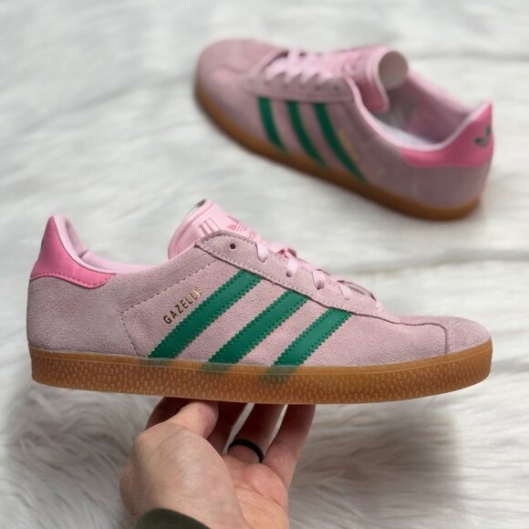 Adidas Gazelle Clear Pink Court Green GS Shoes JP7128 NEW Multi Sz